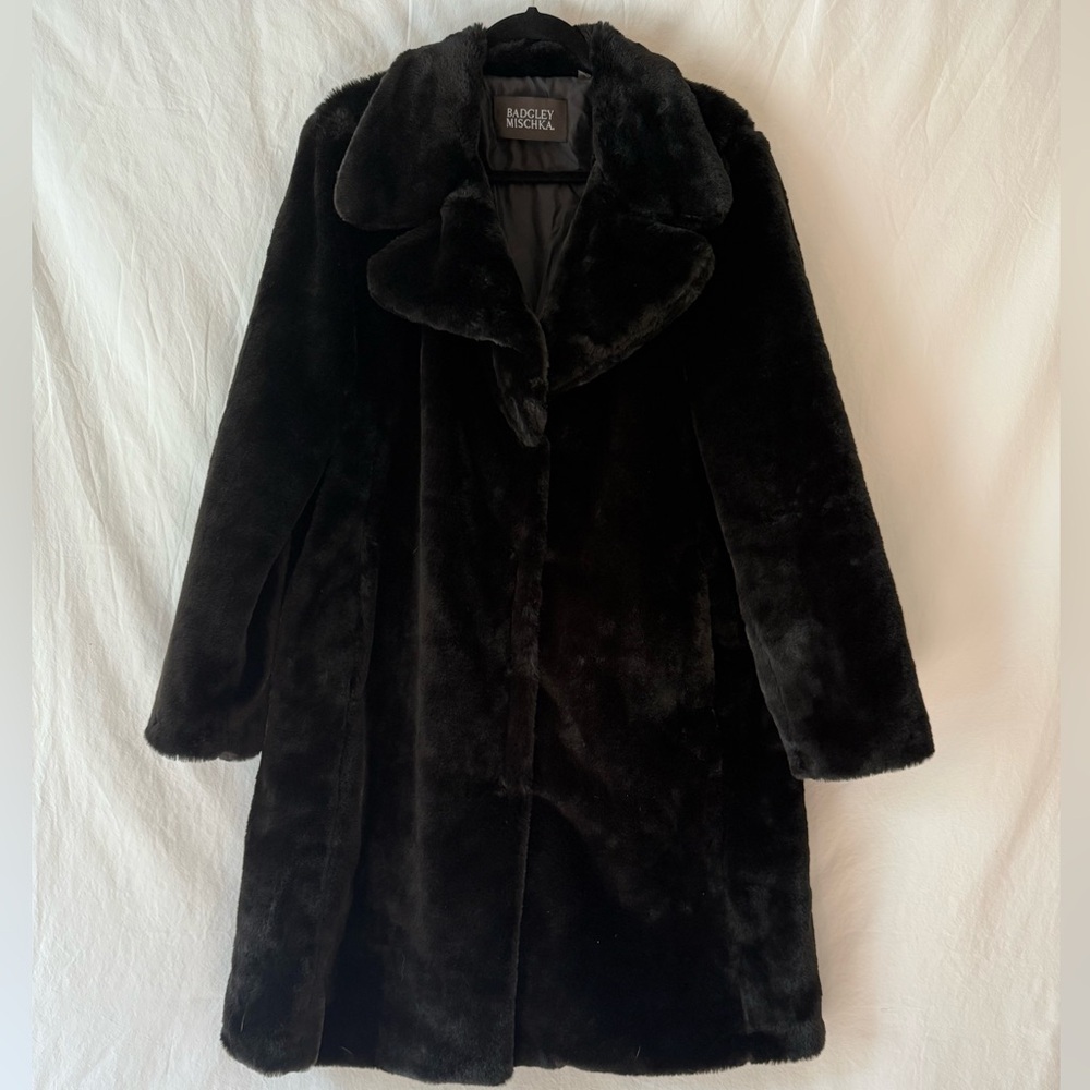 Badgley Mishka Long Faux Fur Jacket